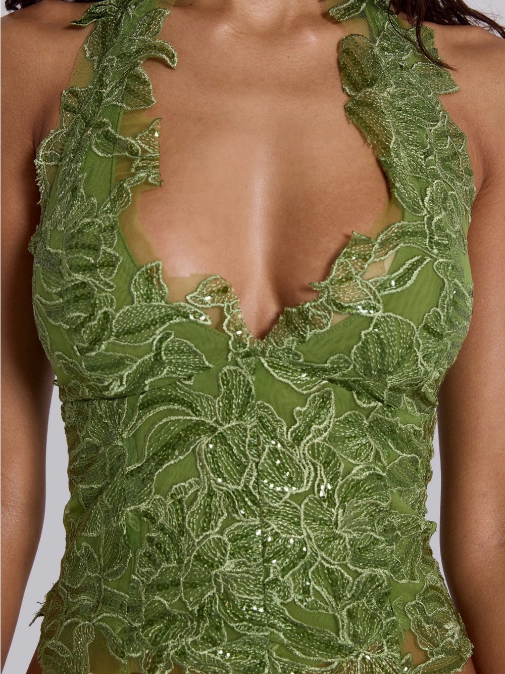 Jaded London Roswen Lace Corset Top In Green - Picture 2 of 3